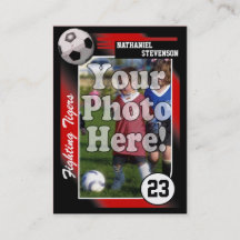 Fotbollhandelkort, rött Lg-visitkortformat