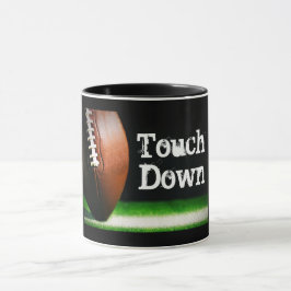 Fotbolllandningsögonblicktypografi Mugg