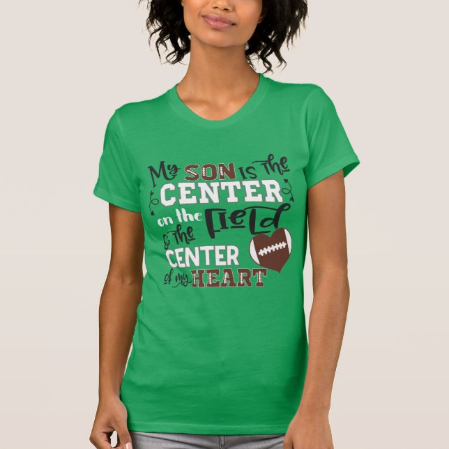 Fotbollmammaskjortan min Son är centrera T Shirt (Framsida)
