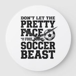Fotbolls Beast Pretty Face Vintage Typography Tröj Stor Klocka