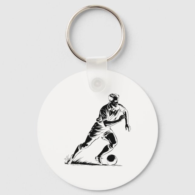 Fotbolls Boll I Rörelse Pixel Art Design _1  Nyckelring (Framsida)