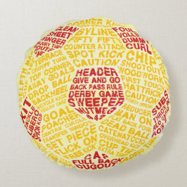 Fotbolls-Bolltypografi Calligram Round Pillow Rund Kudde