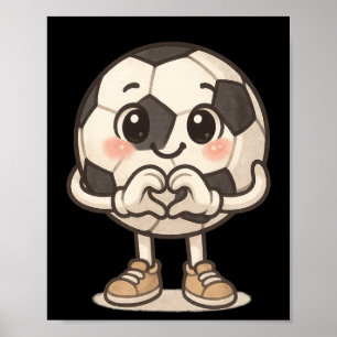 Fotbolls Byll Med Hjärta Händer Kärlek Söt Fotboll Poster