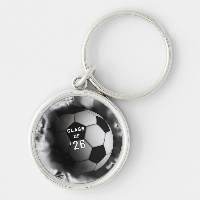 Fotbolls Examen 2023 Rund Silverfärgad Nyckelring (Framsidan)