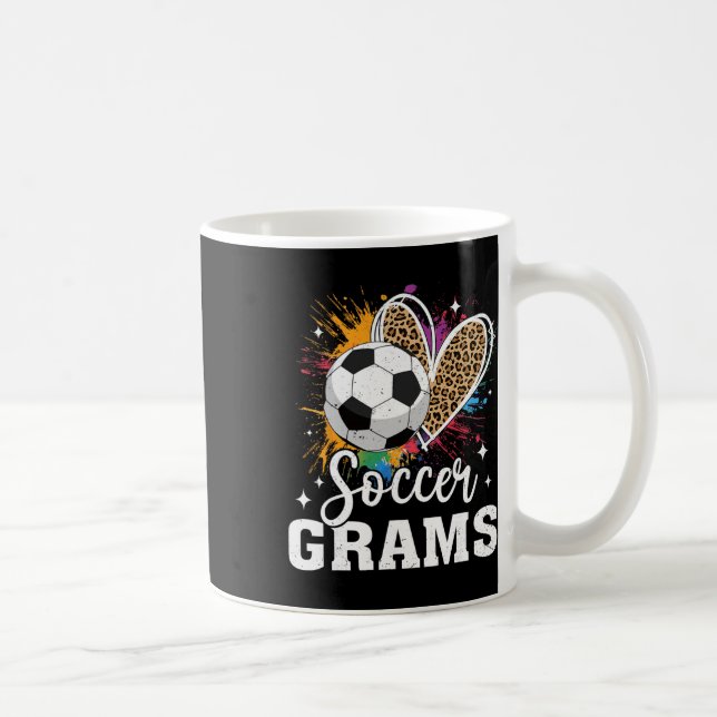 Fotbolls Grams Soccer Leopard Heart  Kaffemugg (Höger)