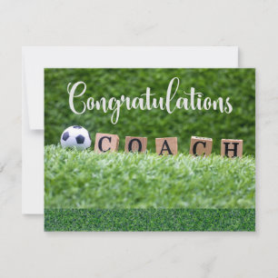 Fotbolls-Grattis för Coach med boll Anteckningskort