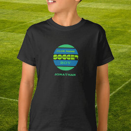 Fotbolls grönt blått T-Shirt