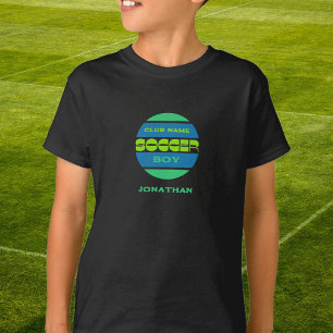 Fotbolls grönt blått T-Shirt