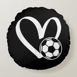 Fotbolls hjärta rund kudde
