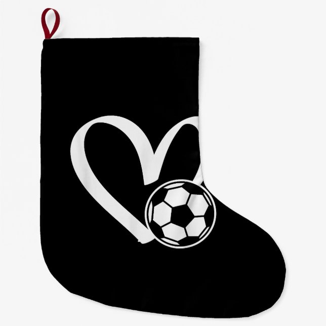 Fotbolls hjärta stor julstrumpa (Framsidan)