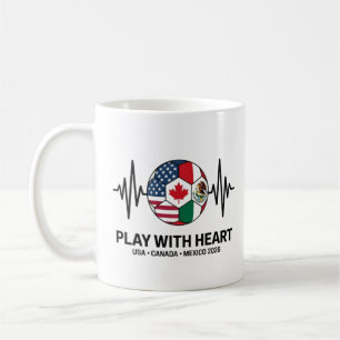Fotbolls hjärtslag USA Kanada Mexiko 2026 Kaffemugg