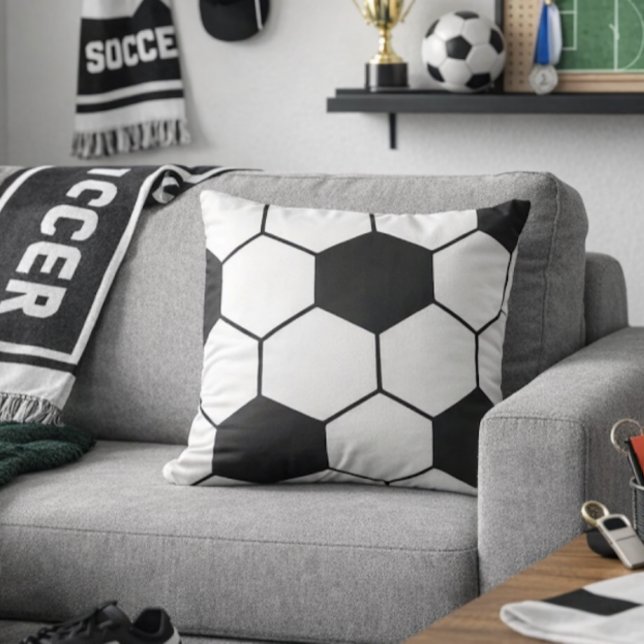 Fotbolls-inspirerad mönster geometrisk tryck kudde (Skapare uppladdad)