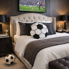 Fotbolls-inspirerad mönster geometriskt tryck rund kudde