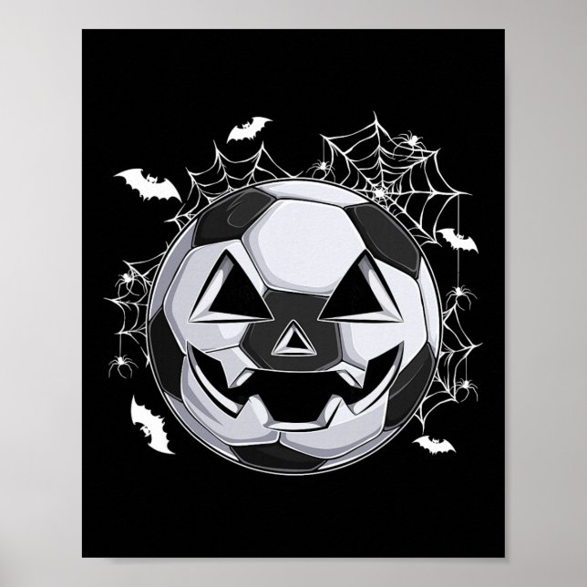 Fotbolls Jack O Lantern Pumpa Ansikte Halloween Ko Poster (Framsidan)