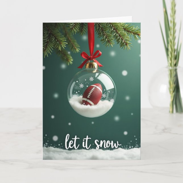 Fotbolls jul snöglob kort (Framsida)