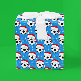Fotbolls-kammarblått för årtomten Hat & Snöflingor Presentpapper