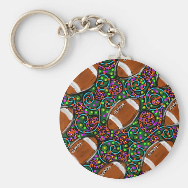 Fotbolls konst grön nyckelring (Framsidan)