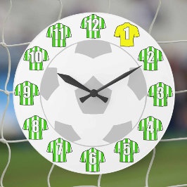 Fotbolls-lock - med Grönt- och vitskjortor Stor Klocka