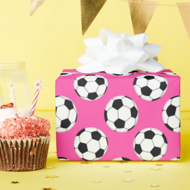 Fotbolls Mönster Rosa Presentpapper (Födelsedagsfest)
