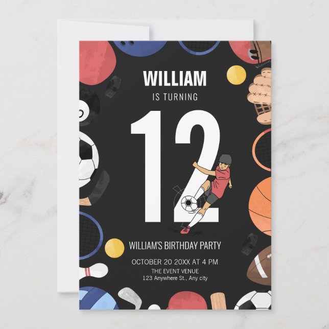 Fotbolls-pojkens idrottsfödelsedag inbjudningar (Framsida)