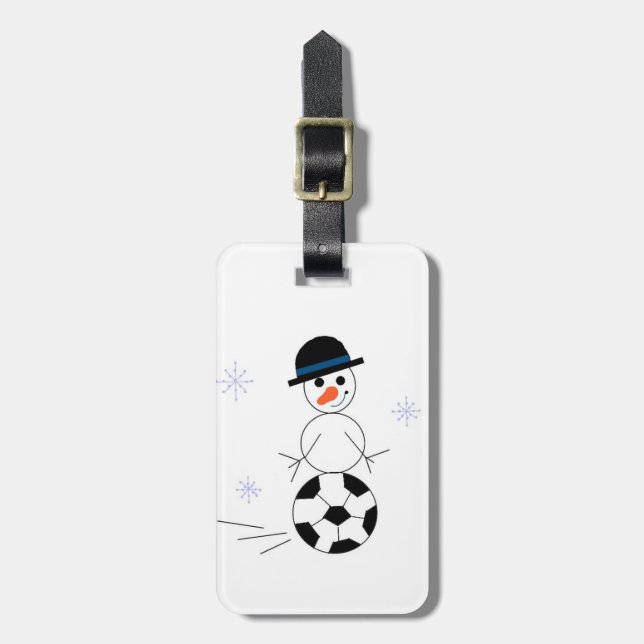 Fotbolls Snöman Bagagebricka (Vertikal Framsida)