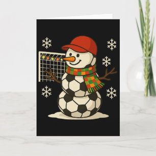 Fotbolls Snömannen Rolig Jul Xmas Söt Pojkar Barn Kort