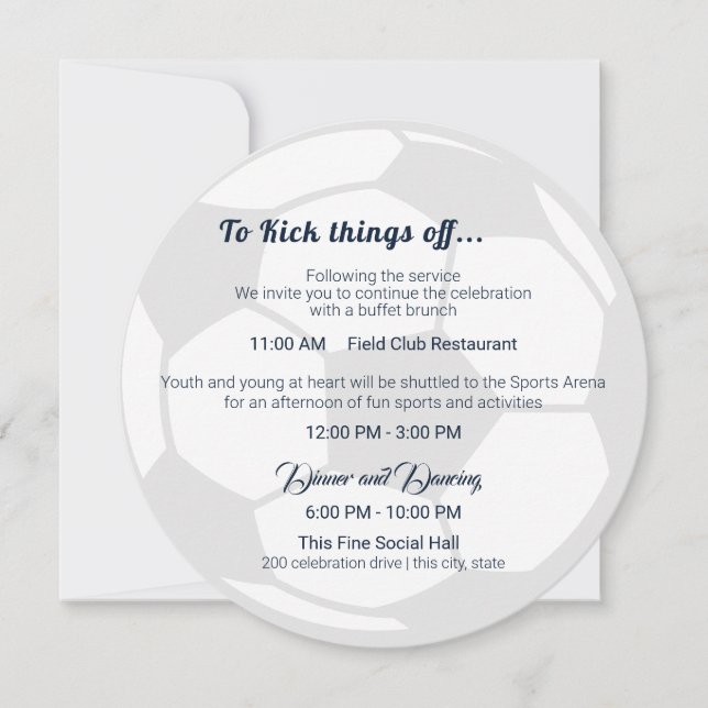 Fotbolls Sport Bar Mitzvah Detaljer och Info Inbjudningar (Framsida)