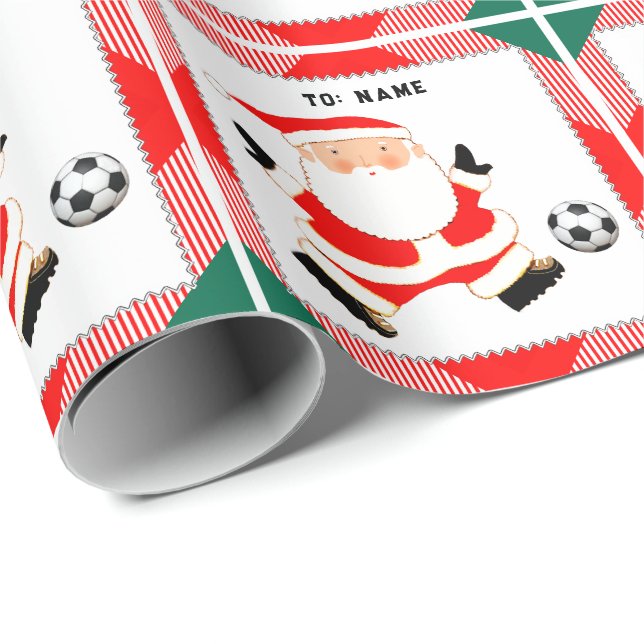 Fotbolls Tomte Julpresent Presentpapper (Rullad Hörn)