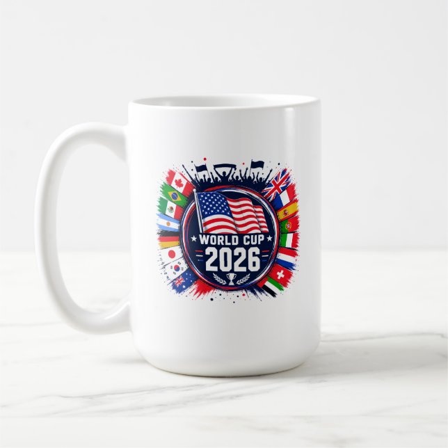 Fotbolls-VM 2026 T-shirt med alla länders flaggor Kaffemugg (Vänster)
