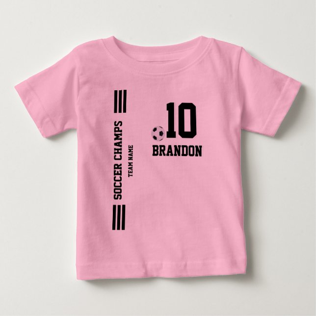 Fotbollsbanderoll rosa Black personlig player spor T Shirt (Framsida)