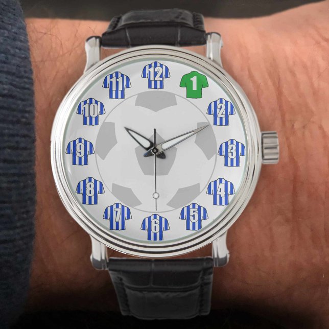 Fotbollsbevakning - med Blue Stripe Shirts Armbandsur (Skapare uppladdad)