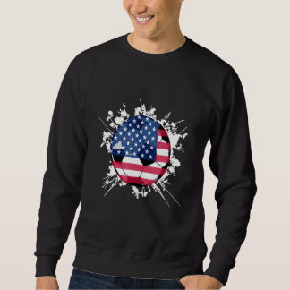 Fotbollsbildens fotboja med USA flagga Lång Ärmad Tröja