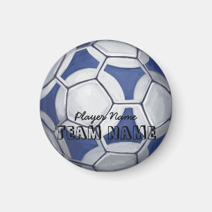 Fotbollsblå och vit Namn och nummer Magnet