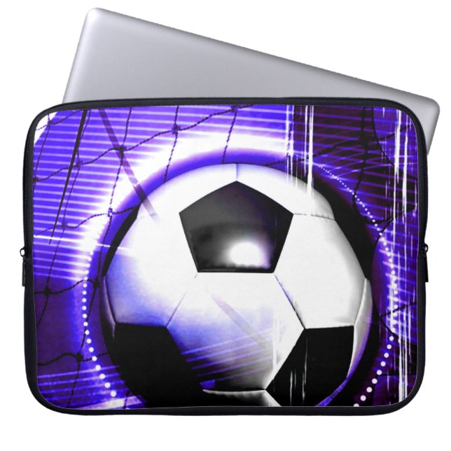 Fotbollsblå personalisera med namn eller team namn laptop fodral (Framsidan)