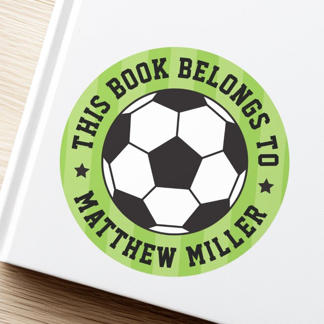 Fotbollsbokmärke bok runt klistermärke (Soccer ball bookplate book label)