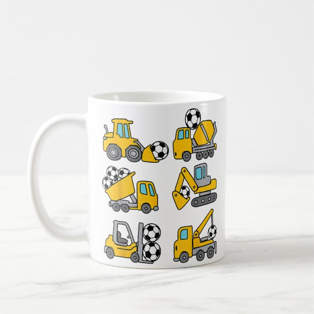 Fotbollsboll Barn Fotboll Konstruktion Lastbilar Kaffemugg (Vänster)