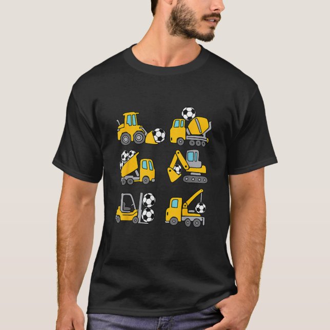 Fotbollsboll Barn Fotboll Konstruktion Lastbilar T Shirt (Framsida)