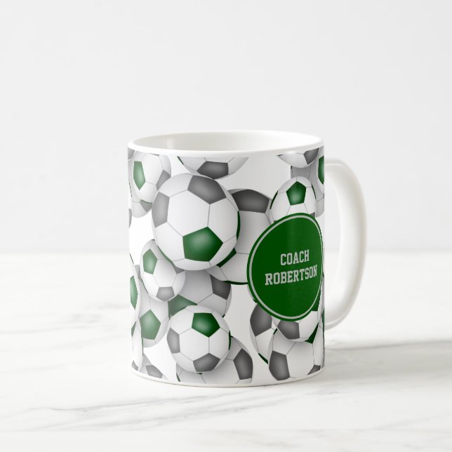 fotbollsbussgåva med eget namn grönt grått kaffemugg (Framsida höger)