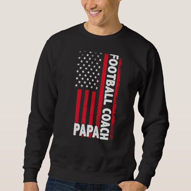 Fotbollscachen Pappa Amerikanska Flagga Fars dag Lång Ärmad Tröja (Framsida)