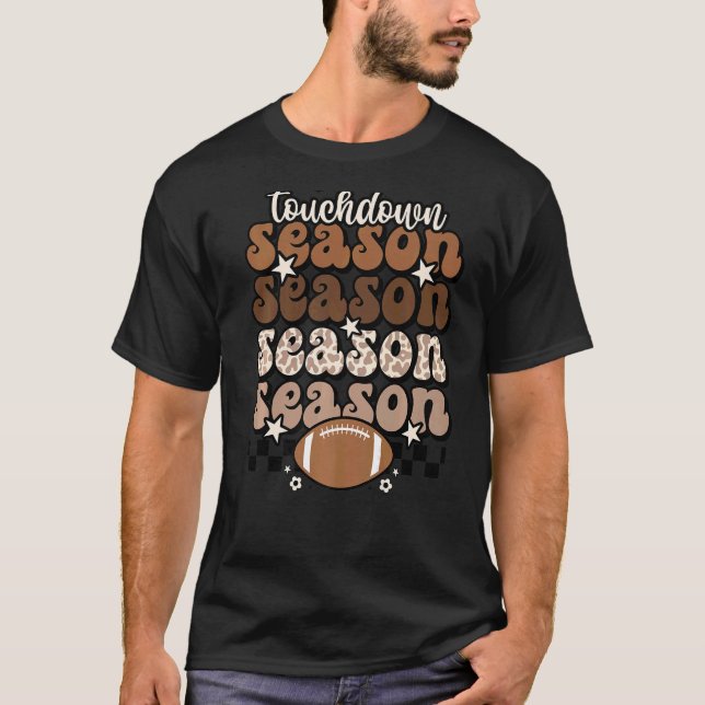 Fotbollsdagen för Retro Touchdown-fotboll i Mamma T Shirt (Framsida)