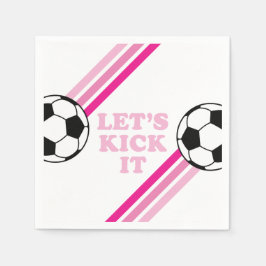 Fotbollsdagen Rosa Rand Låt oss Kick it Birthday Pappersservett