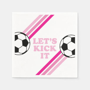 Fotbollsdagen Rosa Rand Låt oss Kick it Birthday Pappersservett