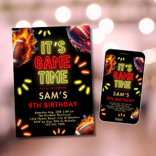 Fotbollsdagens inbjudan Boys Neon Game Time