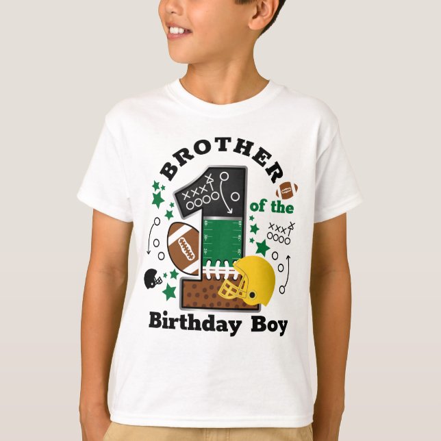 Fotbollsdagsbror till första födelsedagen t shirt (Framsida)