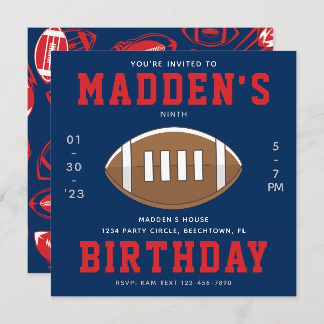 Fotbollsdagsinbjudan | Fotboll Party Inbjudningar (Fram/baksida)