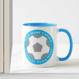 Fotbollsdesign i ljusblå Himlar blå Mugg