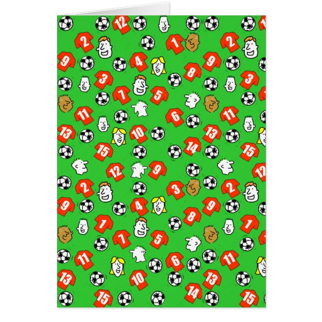 Fotbollsdesign med röda tröjor OBS kort (Framsidan)