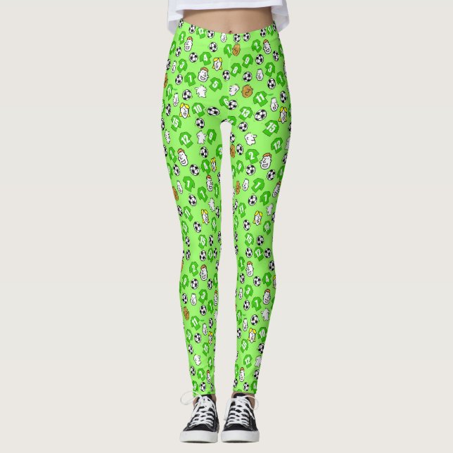 Fotbollsdesign med skjortor i Grönt Leggings (Framsida)