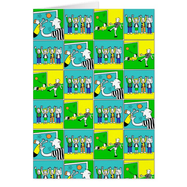 Fotbollsdesign med spelare och fans hälsningskort (Framsidan)