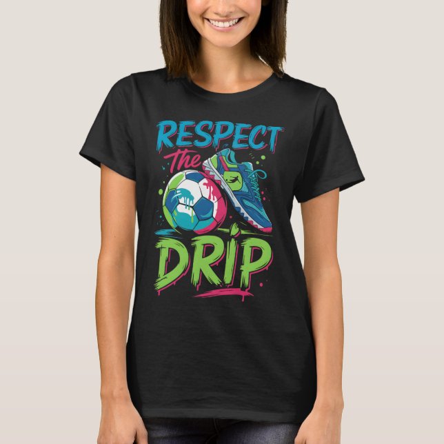 Fotbollsdränerande smältande glass respektera drop t shirt (Framsida)